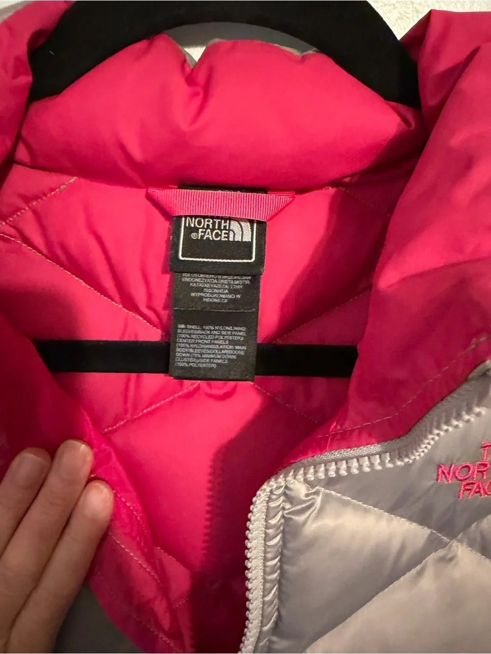 The North Face Gray Puffer Jacket with Pink Lining - Youth XL(18)